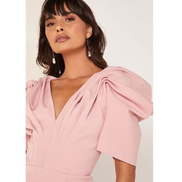 NEW Asos C/MEO On The Level Mini Dress Puff Sleeve Pink Small - Picture 3 of 12